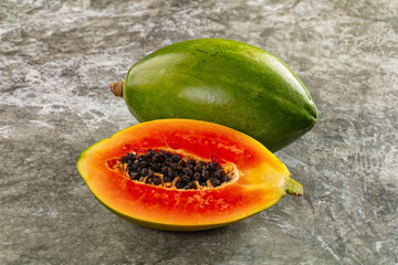 Fresh sweet juicy green papaya