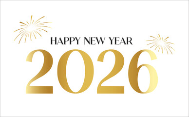 Luxury Golden Happy New Year 2026 with Fireworks
