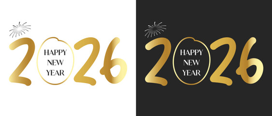 Happy New Year 2026 Golden Calligraphy Banner