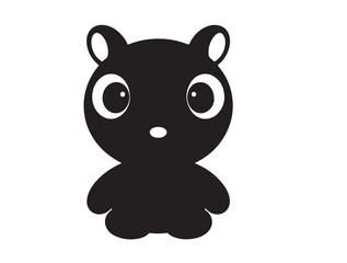 Smart cat of sticker in silhouette..