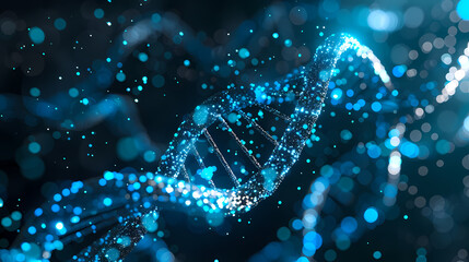 Dynamic 3D render of a radiant human DNA helix, symbolizing advanced genetic research, biotechnology, and digital healthcare innovation in a scientific context