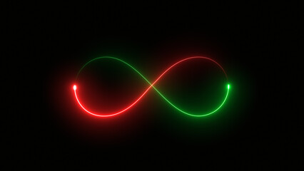 Glowing infinity symbol transition isolated on black background