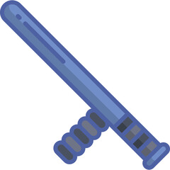 Blue Baton With Textured Handle And Dark Blue Accents On Transparent Background