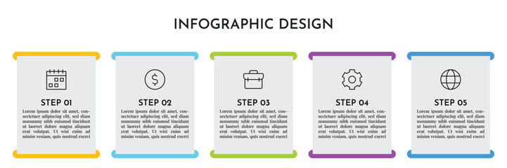 5 Option Infographics Rectangle Layout Template. Illustration Business Abstract Background. Infographics Design. 