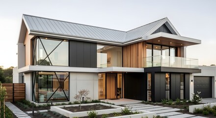 Modern Luxury Residence with Wood and Glass Facade, Architectural Marvel
