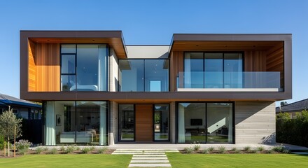 Modern Luxury Residence with Wood and Concrete Facade