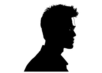 a silhouette of a man in profile, facing leftblack, man, profile, stare 