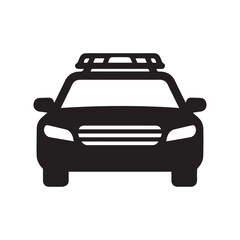 Black police car silhouette isolated on white background