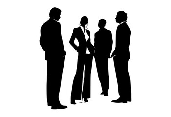 a group of silhouettes of business people standing in a circlebusiness suit, business team, businessman, conversation, man, person, profile, stand, talk, woman 