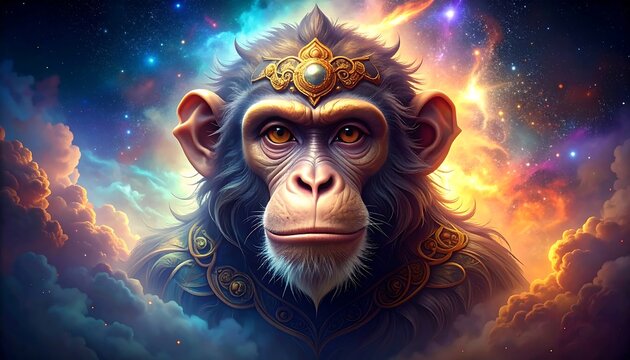 Celestial Monkey King - A Cosmic Journey of Wisdom.