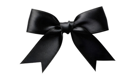 Elegant black satin ribbon bow for gift wrapping, luxury packaging, and decoration projects isolated PNG with Transparent Background