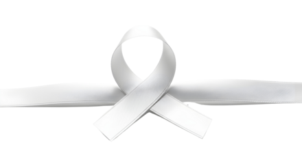 White ribbon awareness loop symbol representing various health campaigns and medical support isolated PNG with Transparent Background