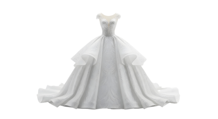 Elegant white bridal wedding dress gown isolated for fashion and commerce design isolated PNG with Transparent Background