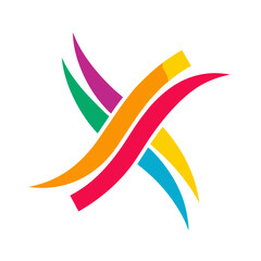 Colorful abstract flowing intertwined lines dynamic logo graphic