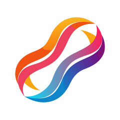 Abstract vibrant intertwined gradient ribbon loop design element