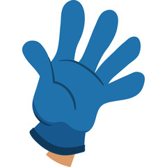 Obraz premium Blue cartoon glove showing five fingers gesture on transparent background
