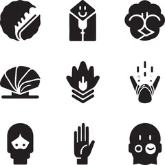 Fototapeta premium Black icons depicting various abstract shapes and figures white graphic