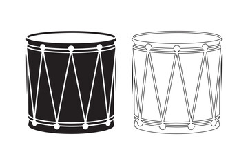 Two cylindrical drums one black one white outline