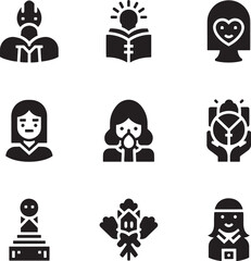 Diverse icons depicting people and symbols abstract graphic