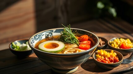 Stir fried vegetables and pasta with herbs in a pan for a healthy dinner.