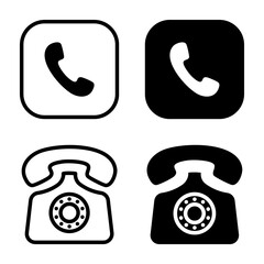 Telephone icon set. showcasing both old and modern styles. Perfect for website, app, and print designs related to communication, technology, and contact information.