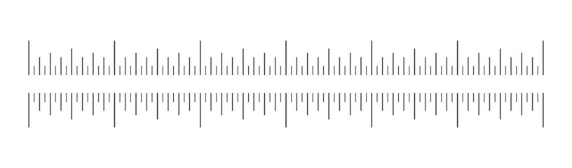 Measuring chart 6 inches. Ruler scale pattern. Sewing tool template, icon. Length measurement math, distance, height ruler sample. Graphic illustration.