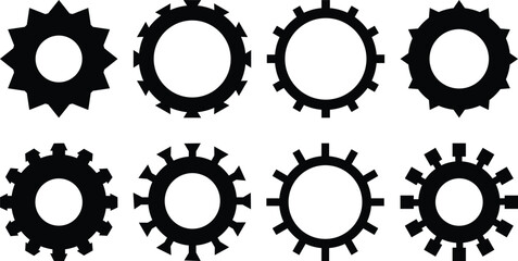 Gear setting vector icon set. Mechanic settings icon black and white vector sign . Progress or construction concept. Cogwheel icons UI vector.