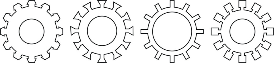 Gear setting vector icon set. Mechanic settings icon black and white vector sign . Progress or construction concept. Cogwheel icons UI vector.