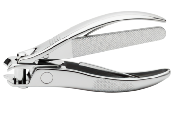 Professional stainless steel toenail clipper for thick nails on a transparent background