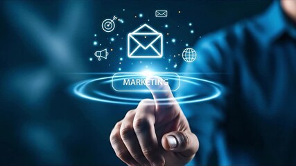 Digital marketing strategy email campaign targeting global audience with social media icons - Powered by Adobe