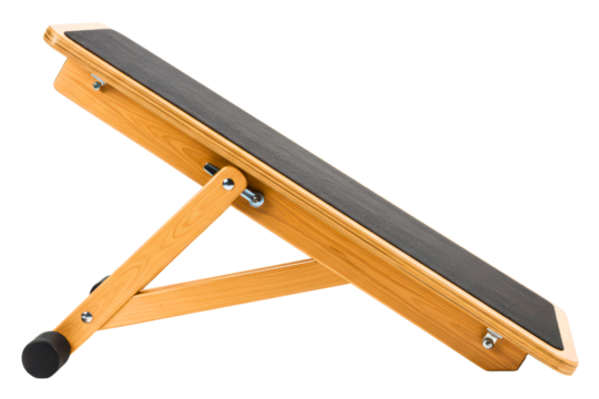 Adjustable wooden slant board for stretching calf muscles on a transparent background