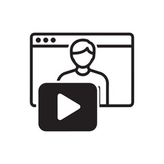 Icon representing online video or streaming service with play button