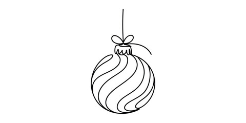 Continuous line drawing of a decorative christmas bauble design