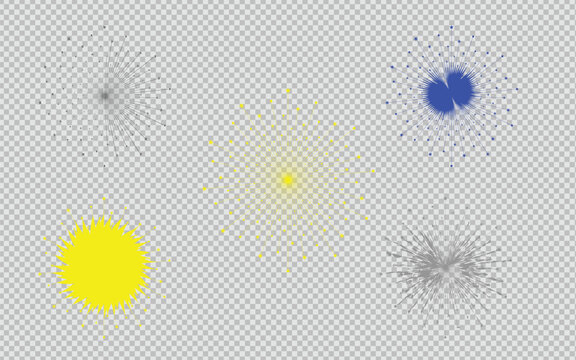 Colorful Starburst Light Effect Collection on Transparent Background
