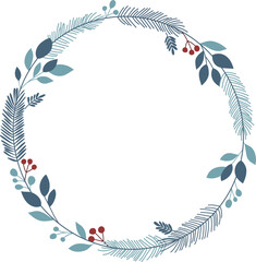 Winter Wreath with Pine Leaves and Berries