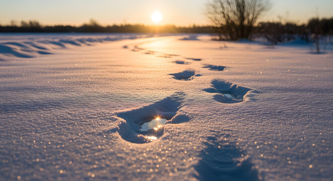 footprints in the snow