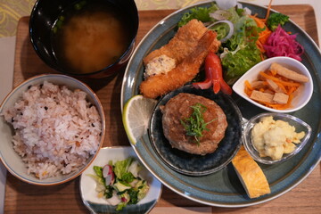 Japanese Hamburg Steak Lunch Meal - 日本料理 ハンバーグ ランチ
