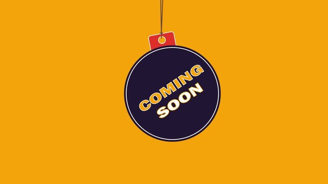 Coming Soon hanging tag animation, an eye-catching video of coming soon with yellow background, best for chroma key in 4K