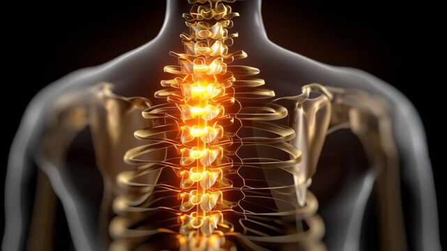 Anatomy of Human Spine Detailed Medical Illustration Highlighting Vertebrae, Spinal Structure, and Health for Skeletal Understanding - Powered by Adobe
