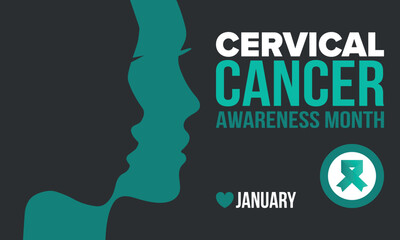 Cervical Cancer Awareness Month. Celebrate annual in January. Woman healthcare. Girl solidarity. Cancer prevention. Female disease. Medical healthcare concept. Poster, banner and background. Vector