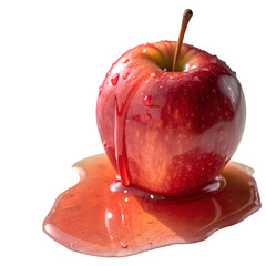 Slime on apple isolated on transparent background