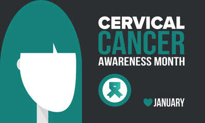 Cervical Cancer Awareness Month. Celebrate annual in January. Woman healthcare. Girl solidarity. Cancer prevention. Female disease. Medical healthcare concept. Poster, banner and background. Vector