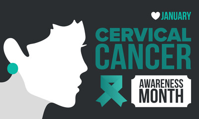 Cervical Cancer Awareness Month. Celebrate annual in January. Woman healthcare. Girl solidarity. Cancer prevention. Female disease. Medical healthcare concept. Poster, banner and background. Vector