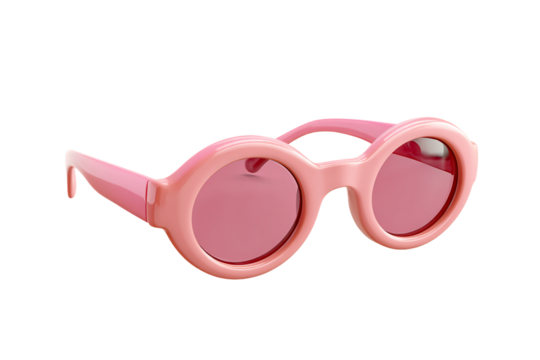 Retro Round Pink Sunglasses with Transparent Background Fashion Accessory, PNG - Powered by Adobe