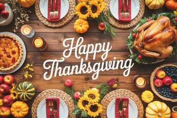 Happy Thanksgiving Day Autumn Background Festive Dinner Table Setting