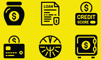 Financial Icons Set Representing Money Management Investment and Business Planning Concepts for Succ