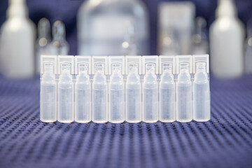 Plastic ampoules saline solution medical supplies treatment