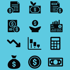 Financial Icons Representing Business Growth Investment and Economic Trends with Money and Currency 