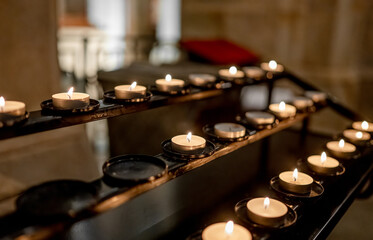 Candles In Catholic Cathedral