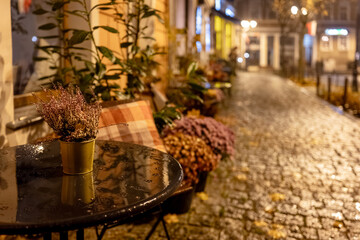 Evening View Of Street Cafe
